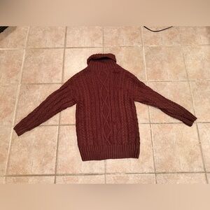 Forever 21 Men's Turtleneck Cable Knit Sweater - Maroon